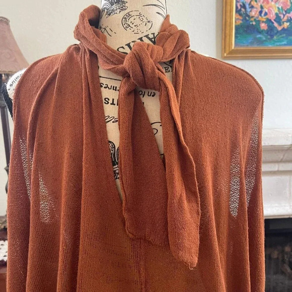 Free People Women's Top Small Brown Tunic SLeeveless Tie Back Bandana - Picture 4 of 14